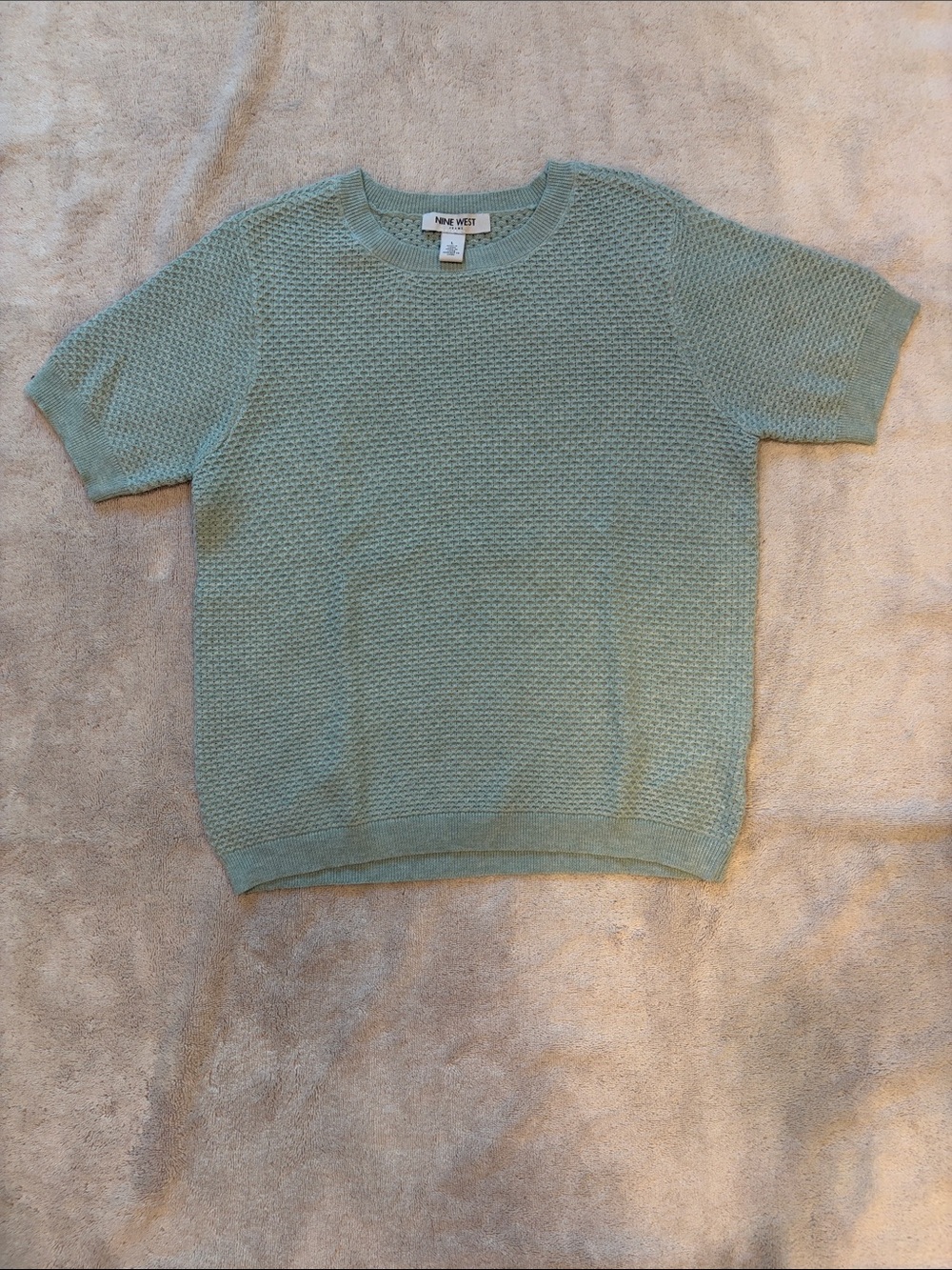 Nine West Short Sleeve Spring Honeycomb Knit Sweater